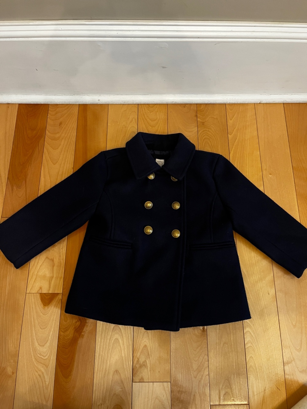 GAP Navy Double-Breasted Pea Coat with Gold Buttons size 4